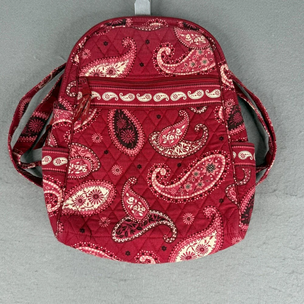 Vera Bradley Mini Backpack Daypack Red Paisley - Picture 1 of 5